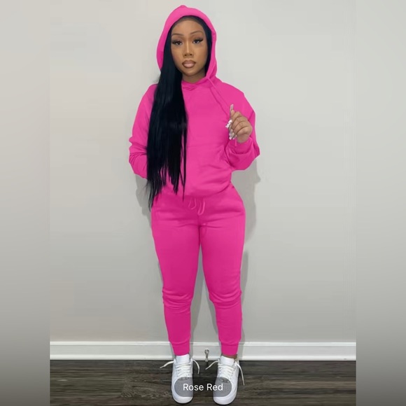 Casual Drawstring Pantsuits Two-piece Set, Loose Long Sweatpants Set - Picture 7 of 11